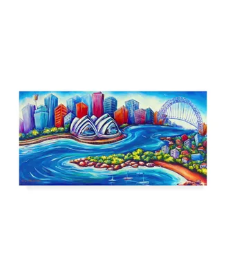 Deborah Broughton Tourist Sydney Harbpan Canvas Art - 36.5" x 48"