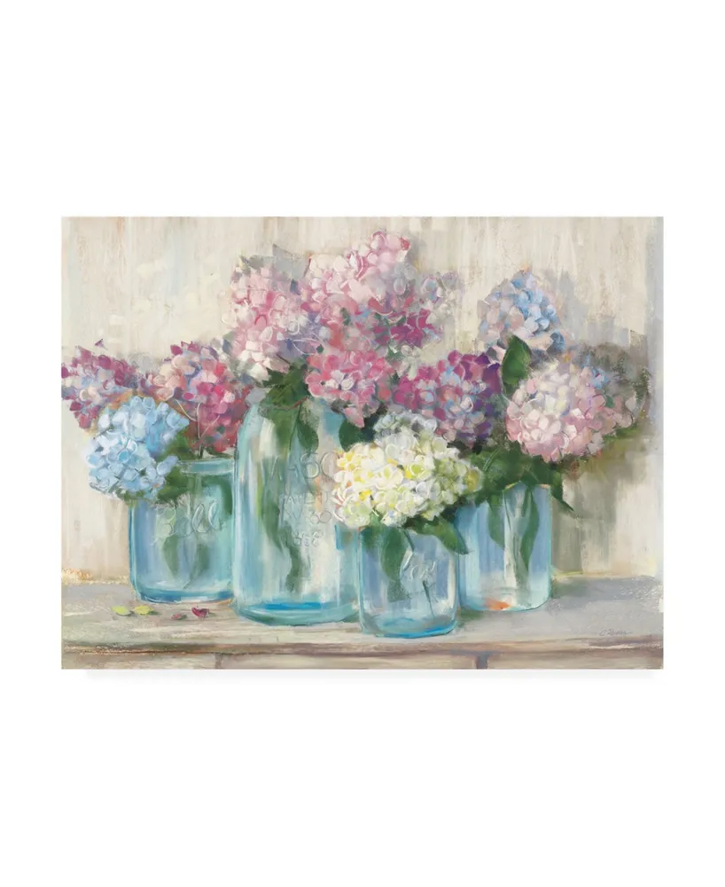 Carol Rowan Hydrangeas in Glass Jar Pastel Crop Canvas Art - 19.5" x 26"