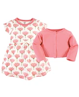 Touched by Nature Toddler Girls Organic Cotton Dress and Cardigan 2pc Set