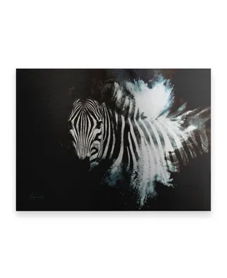 Philippe Hugonnard Wild Explosion Collection - the Zebra Ii Floating Brushed Aluminum Art - 21" x 25"