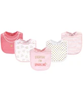 Little Treasure Baby Girl Cotton Bibs 5pk, Sparkling, One Size