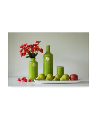 Jacqueline Hammer Red and Green with Apple and Pears Canvas Art