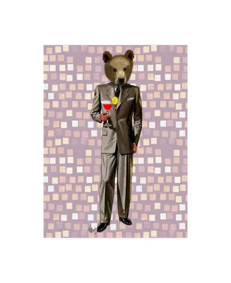 Fab Funky Bear with Cocktail Canvas Art - 19.5" x 26"