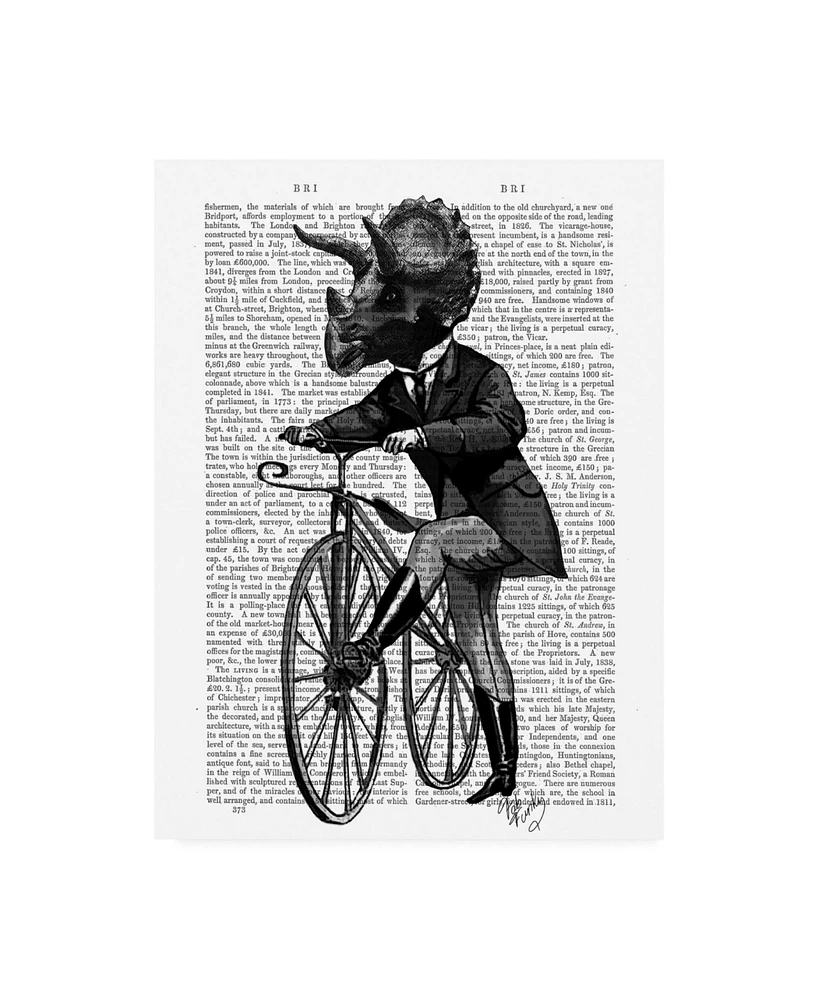 Fab Funky Triceratops Man on Bike, Dinosaur Canvas Art - 19.5" x 26"