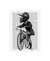 Fab Funky Triceratops Man on Bike, Dinosaur Canvas Art - 19.5" x 26"