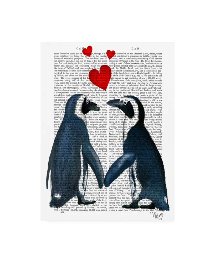 Fab Funky Penguins with Love Hearts Canvas Art