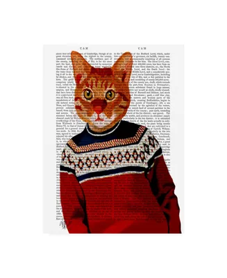 Fab Funky Cat in Ski Sweater Canvas Art