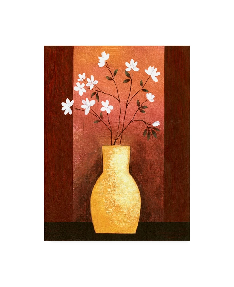 Pablo Esteban Jug Floor Vase on Burgundy Canvas Art - 27" x 33.5"