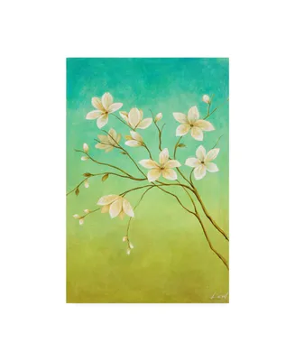 Pablo Esteban White Flower Branch 1 Canvas Art - 15.5" x 21"