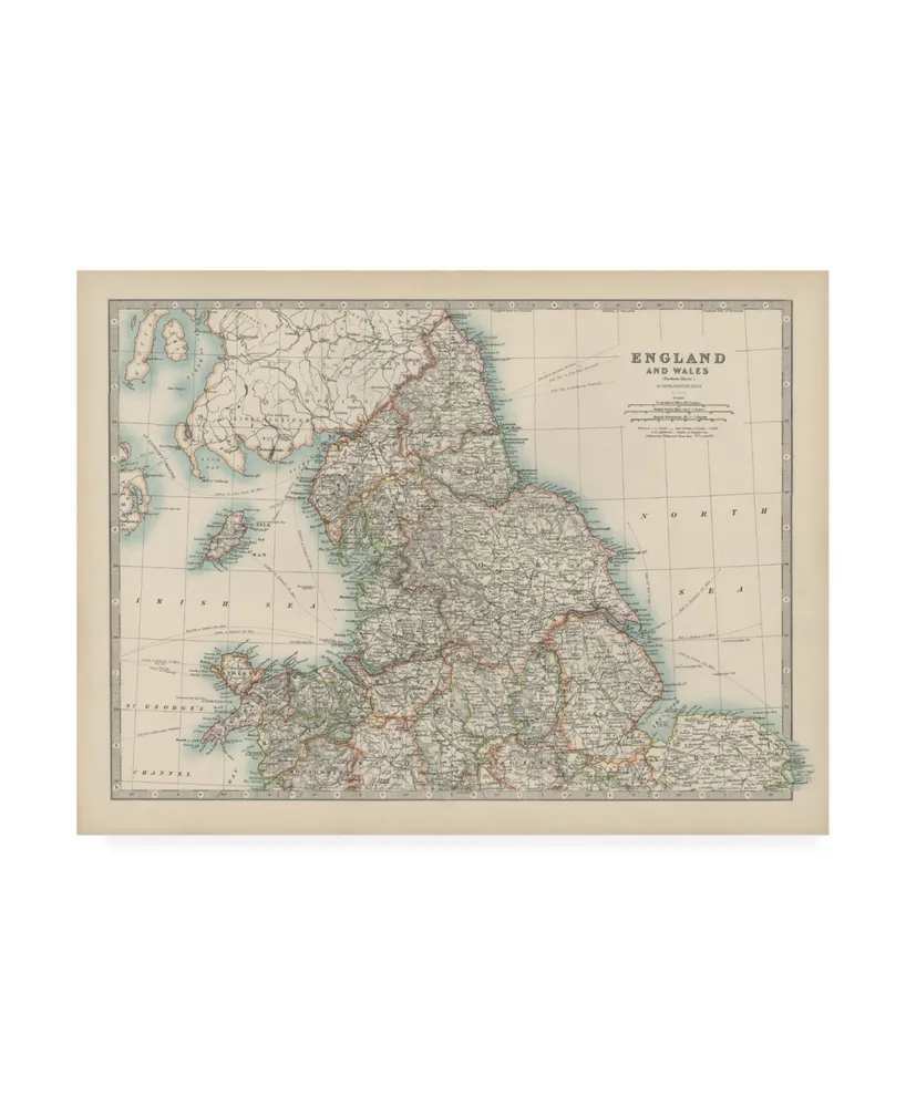 Johnston Johnstons Map of England and Wales Canvas Art