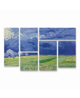 Vincent Van Gogh Wheatfields Under Thundercloud Multi Panel Art Set 6 Piece - 49" x 19"