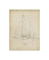 Ethan Harper Sailboat Blueprint Iv Canvas Art - 15" x 20"