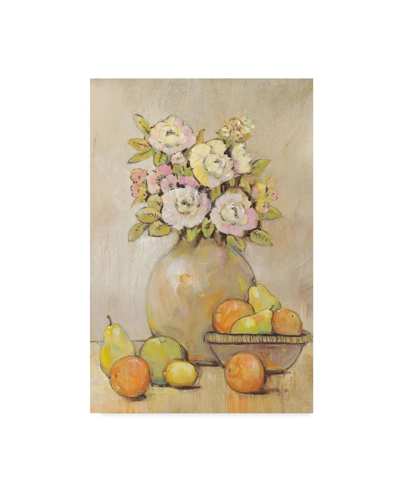 Tim Otoole Still Life Study Flowers and Fruit Ii Canvas Art - 37" x 49"