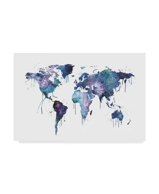 Michael Tompsett Watercolor Map of the World Map Canvas Art