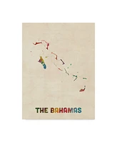 Michael Tompsett The Bahamas Watercolor Map Canvas Art - 20" x 25"