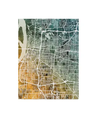 Michael Tompsett Memphis Tennessee City Map Teal Orange Canvas Art