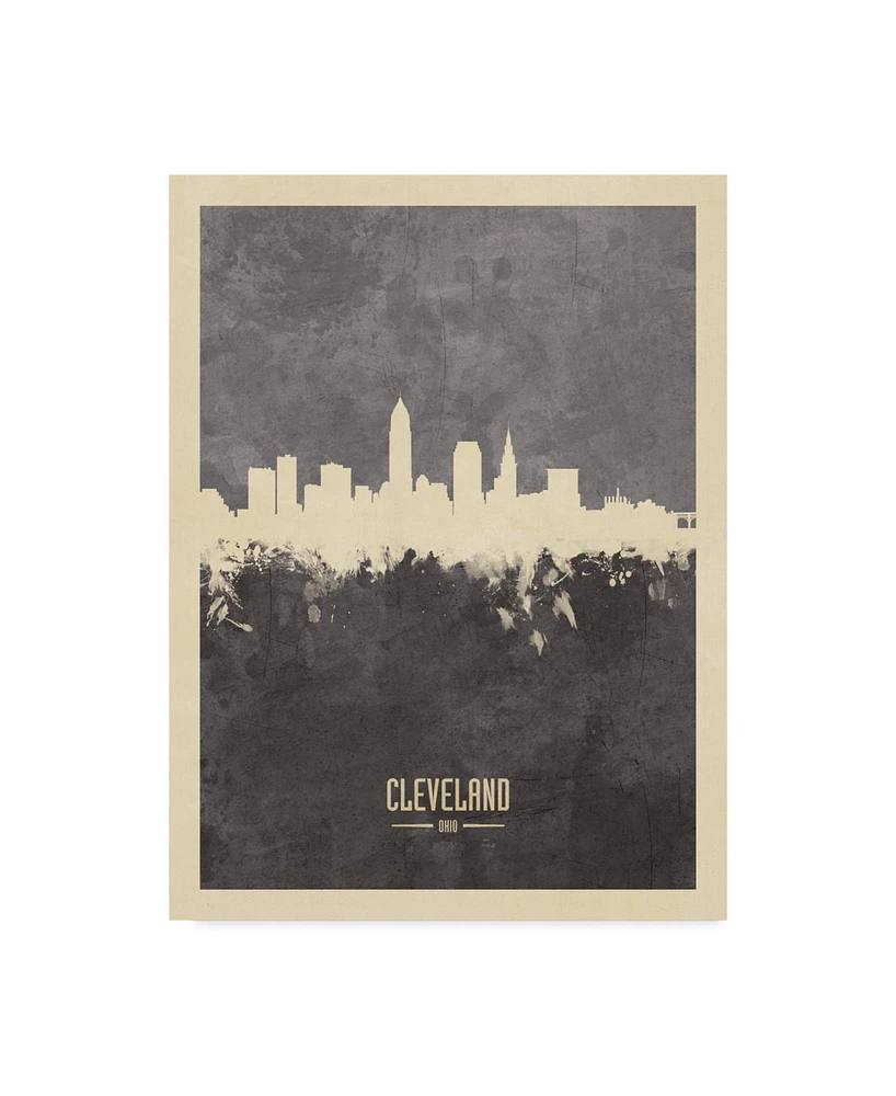 Michael Tompsett Cleveland Ohio Skyline Gray Canvas Art - 20" x 25"