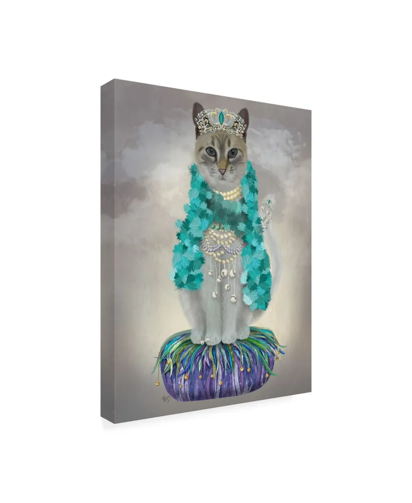 Fab Funky Grey Cat with Bells, Full Canvas Art
