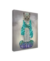 Fab Funky Grey Cat with Bells, Full Canvas Art