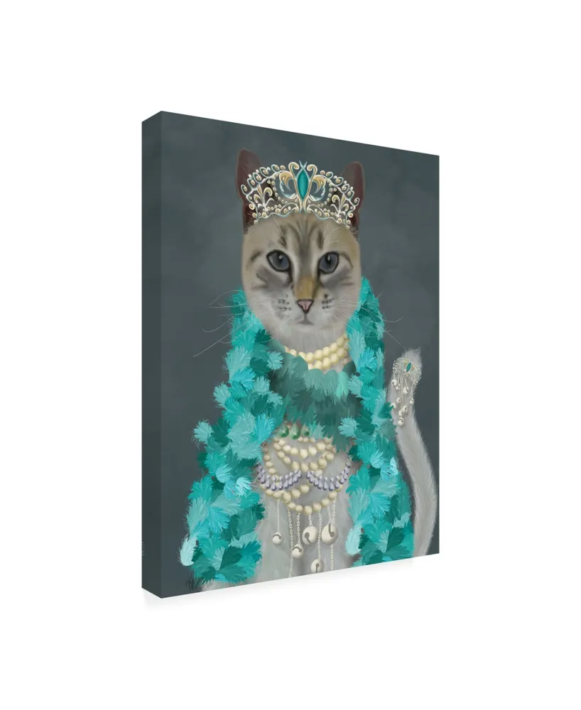 Fab Funky Grey Cat with Bells, Portrait Canvas Art