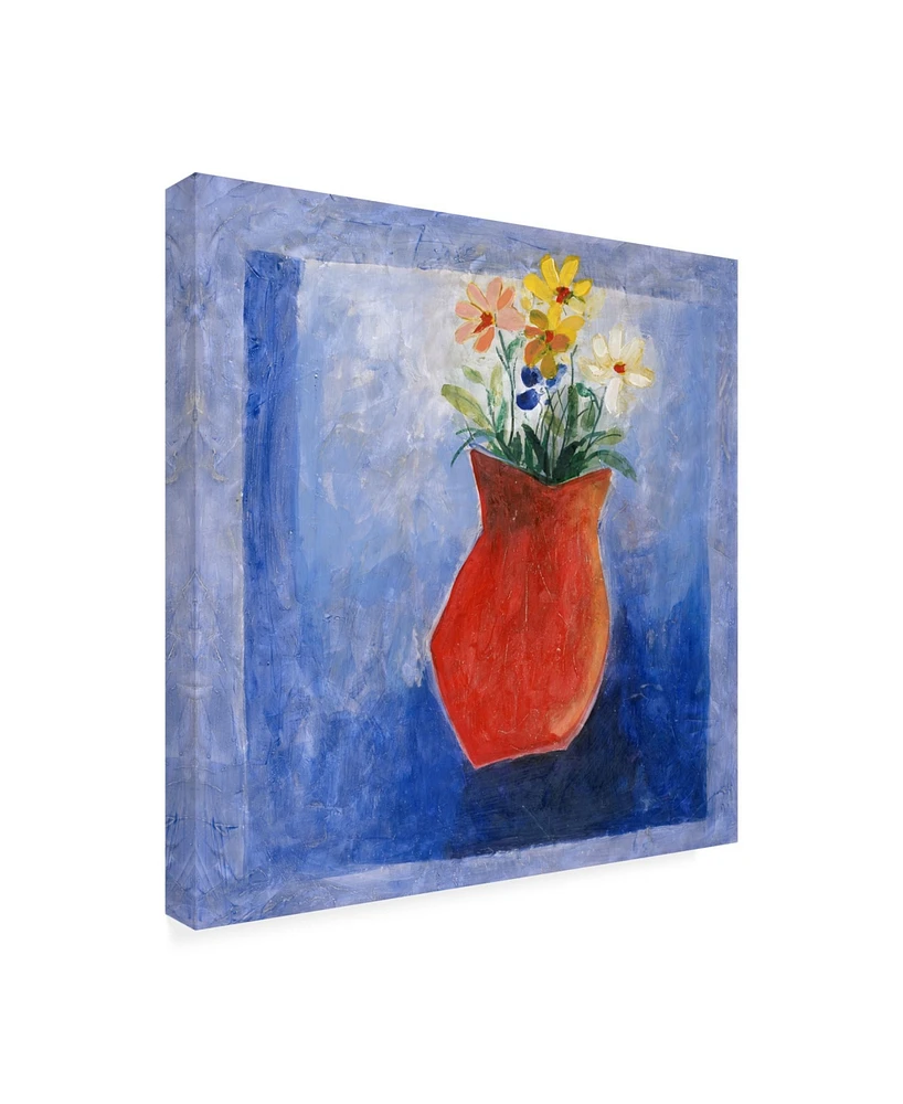 Pablo Esteban Orange Flower Vase Canvas Art - 19.5" x 26"