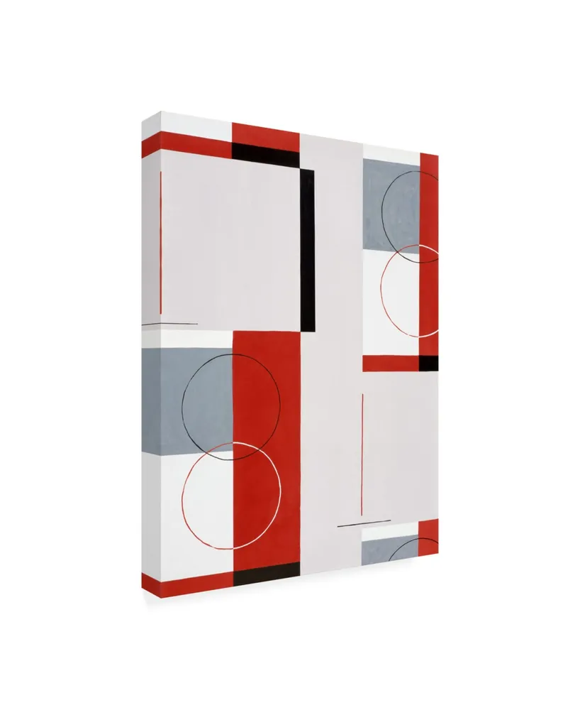 Pablo Esteban Circles with Red and Grey Canvas Art