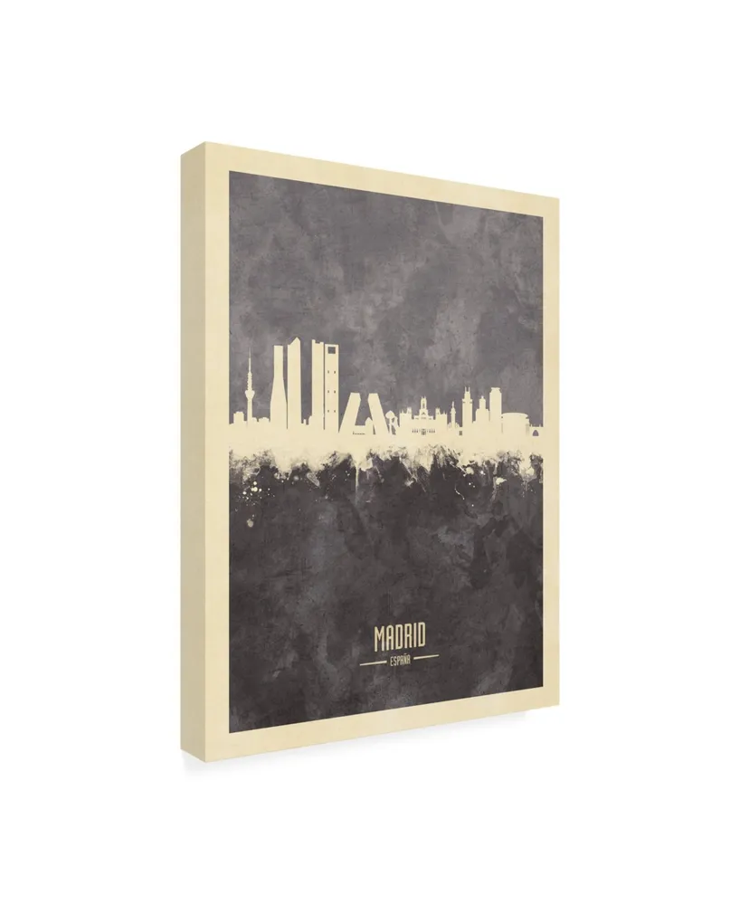 Michael Tompsett Madrid Spain Skyline Gray Canvas Art - 27" x 33.5"