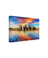 David Ayash Lower Manhattan Sunset Canvas Art - 15.5" x 21"