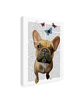 Fab Funky Brown French Bulldog and Butterflies Canvas Art - 19.5" x 26"