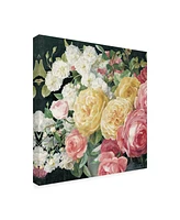 Danhui Nai Antique Roses on Black Crop Canvas Art - 36.5" x 48"