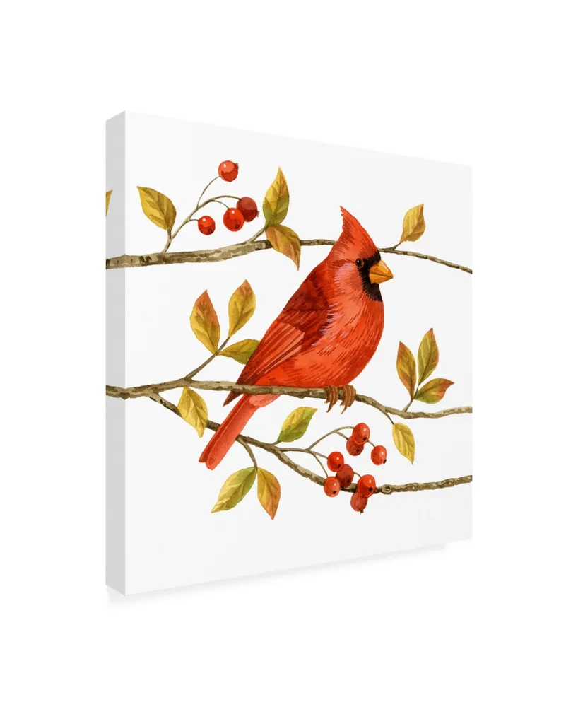 Jane Maday Birds and Berries Iii Canvas Art - 15.5" x 21"