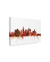 Michael Tompsett Los Angeles California Skyline Red Canvas Art