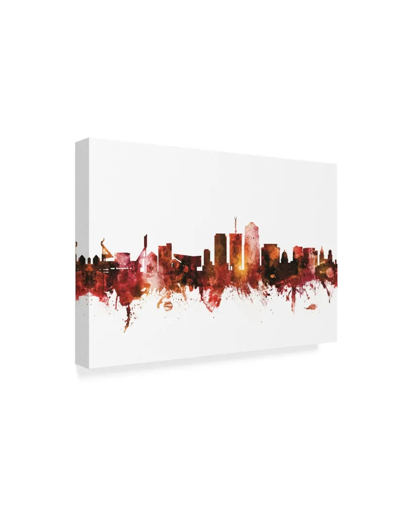 Michael Tompsett Tucson Arizona Skyline Red Canvas Art - 15" x 20"