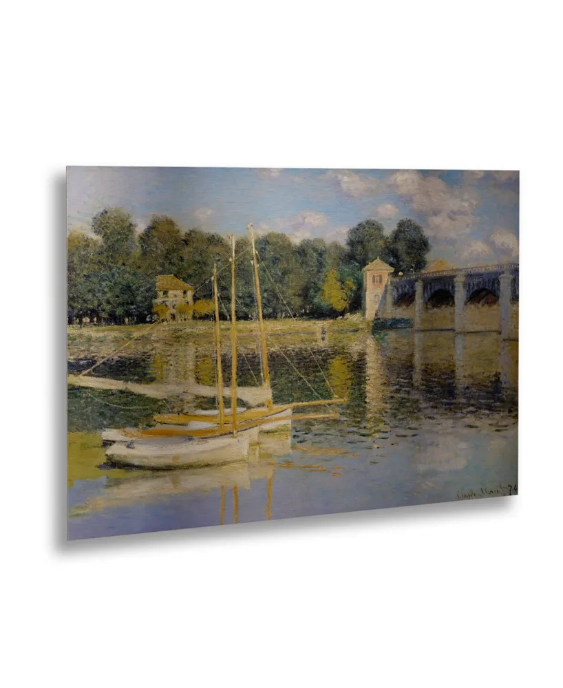 Claude Monet The Bridge at Argenteuil Floating Brushed Aluminum Art - 22" x 25"