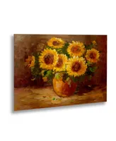 Masters Fine Art Sunflowers Still Life Floating Brushed Aluminum Art - 22" x 25"