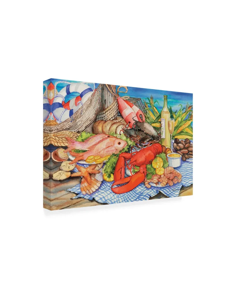Kathleen Parr Mckenna Seafood Platter Canvas Art - 15" x 20"