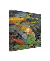 Chuck Larivey Golden Koi Swimming Canvas Art - 15" x 20"