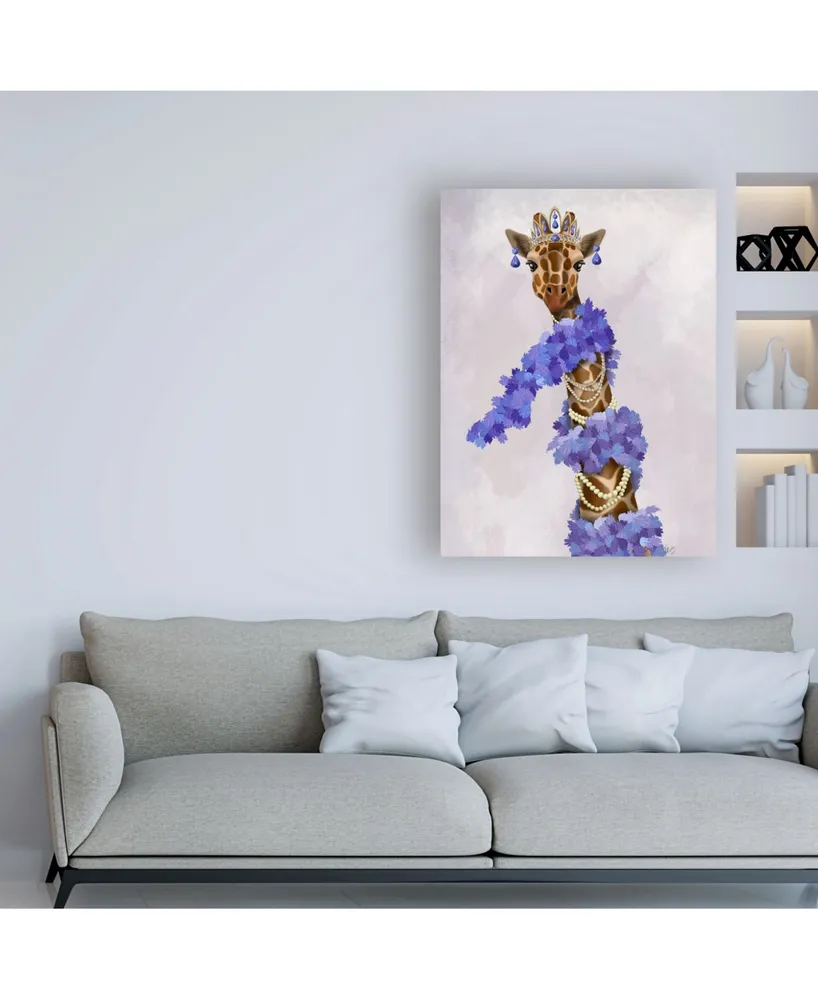 Fab Funky Giraffe with Purple Boa Canvas Art