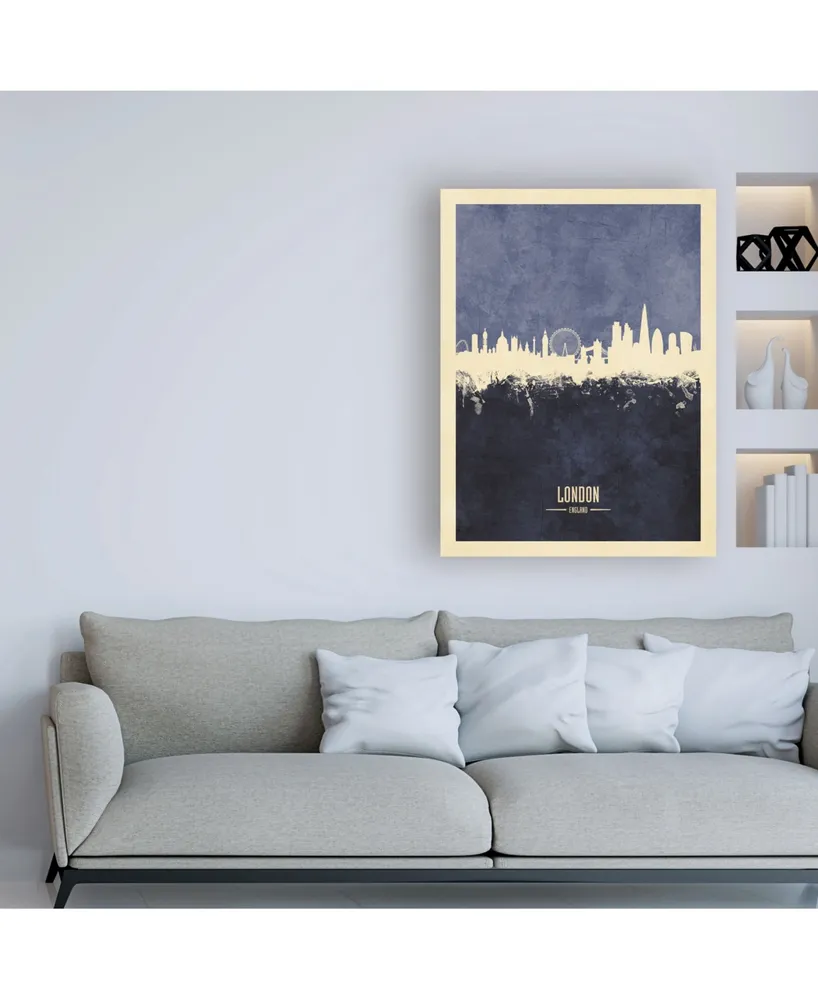 Michael Tompsett London England Skyline Navy Poster Canvas Art