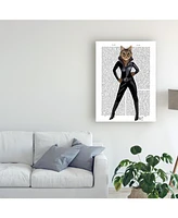 Fab Funky Cat Woman Leather Canvas Art - 27" x 33.5"