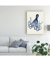 Fab Funky Octopus Print Blue on Cream C Canvas Art - 27" x 33.5"