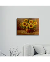 Masters Fine Art Sunflowers Still Life Floating Brushed Aluminum Art - 22" x 25"