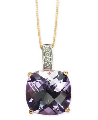 Pink Amethyst (6-1/10 ct. t.w.) & Diamond (1/20 ct. t.w.) 18" Pendant Necklace in 14k Rose Gold