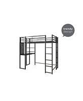 EveryRoom Alix Twin Metal Loft Bed with Desk