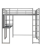 EveryRoom Alix Twin Metal Loft Bed with Desk