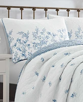 Laura Ashley Flora Cotton Reversible Piece Quilt Set