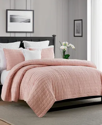 Cathay Home Inc. Enzyme Washed Crinkle Quilt Set, Twin/Twin Xl