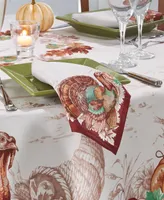 Elrene Holiday Turkey Bordered Fall Napkins, Set of 8