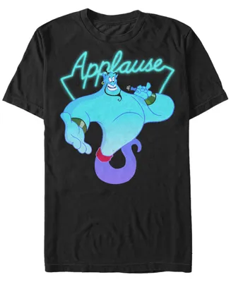 Disney Men's Aladdin Genie Applause Neon Light Short Sleeve T-Shirt