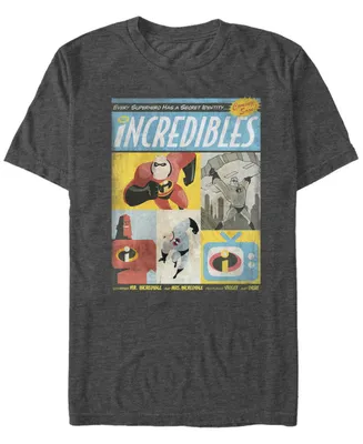 Disney Pixar Men's Incredibles Comic Panel Retro Vintage Short Sleeve T-Shirt